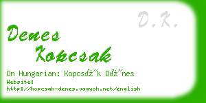 denes kopcsak business card